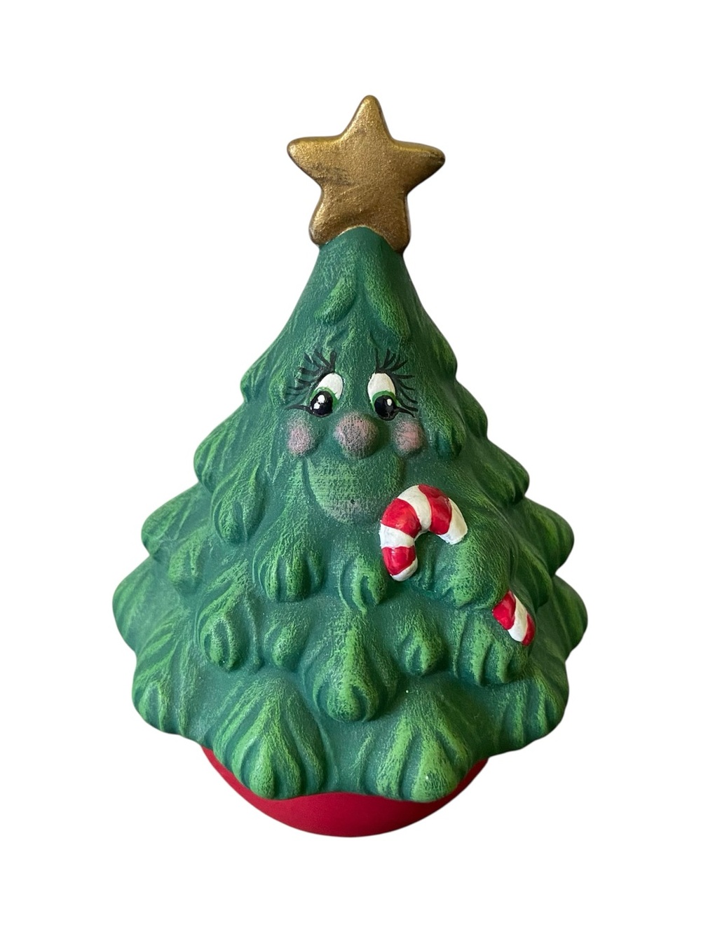 Handmade Ceramic Christmas Tree Anthropomorphic Holiday Hand Painted Vintage